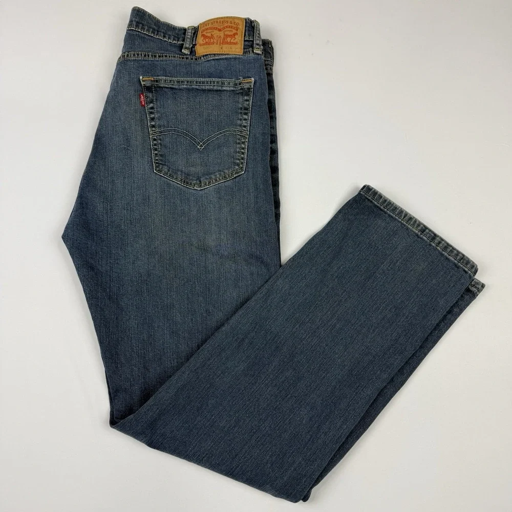 Levis 505 Jeans Mens 38 x 34 Classic Straight Blue Denim Cotton Mid-Rise Cowboy
